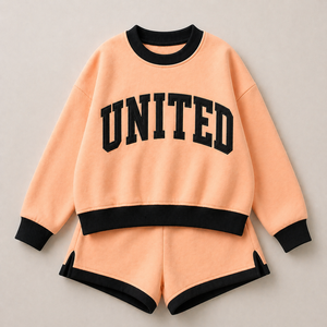 Ensemble deux pièces pour femme, sweat-shirt et short, col rond, coupe ample, décontracté, toutes saisons, imprimé lettres brodées, vêtements de sport - Product Image 1