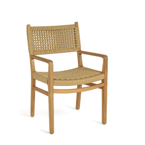 Modern Patio Garden <b>Chair</b> Teak Wood Skeleton UV Protected Rope Seat Durable Outdoor Hospitality Use - Product Image 2