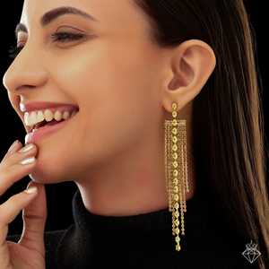 Pendientes colgantes finos PRAO colgantes de topacio en cascada antideslustre y colgantes de diamantes de imitación con encanto - Product Image 4