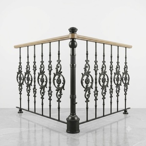 Rampe d'escalier en fer forgé traditionnelle KHP KHP-SRI-03 avec finition résistante à la rouille, montage facile au sol, garantie de 3 ans - Product Image 1