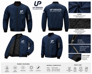เสื้อแจ็คเก็ตบอมเบอร์สีน้ำเงิน MA-1 แบบสั่งทำพิเศษสำหรับผู้ชาย เสื้อแจ็คเก็ตนักบินน้ำหนักเบา เสื้อกันลม สตรีทแวร์ เสื้อแจ็คเก็ตลำลองสำหรับผู้ชาย - Product Image 5