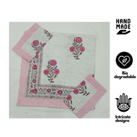 Parure de draps plats 3 pièces en coton 100% imprimé floral au bloc de couleur, 200 fils/cm², durable, doux pour la peau, non toxique, toutes saisons