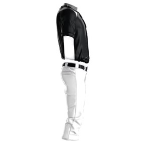 Maillot de baseball personnalisé pour homme, noir et blanc, à blocs de couleur, manches courtes, boutons sur le devant, en polyester anti-humidité, numéro d'équipe 00 imprimé - Product Image 6