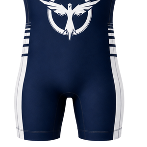 Combinaison de lutte sublimée bleu marine et blanc pour hommes, imprimé numérique, en polyester, tenue de lutte, vêtements de sport performants - Product Image 6
