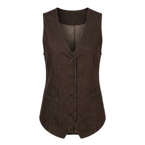 Chaleco vaquero personalizado para mujer, estilo vintage, streetwear, denim desgastado, proveedor mayorista de marca privada para marcas estadounidenses - Product Image 4