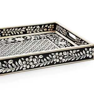 Luxury Handmade Bone Inlay Art Deco Serving Tray From India Eco-Friendly Wedding Birthday <b>Microwave</b> Safe Lightweight - Product Image 1