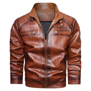 2025 moto vestes Style hommes veste en cuir multi-poches hommes veste col montant hommes vêtements - Product Image 1