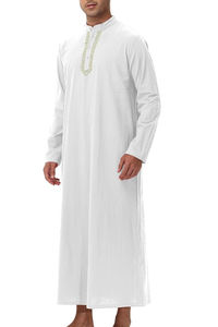 Túnica de Algodón Estilo Omaní, Ropa Musulmana, Jalabiya, Thawb Marroquí, Dubai, Jubba, Túnica Tradicional Árabe de Oriente Medio para Hombre - Product Image 3