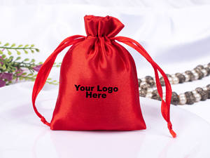 Bolsa de Satén Rojo Suave con Cordón, Ligera, Tamaño Personalizable, para Guardar Collares, Pulseras y Joyas - Product Image 4