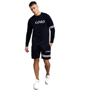 Ensembles d'été personnalisés en coton et polyester pour hommes, t-shirt imprimé et short, tenue deux pièces, couleur unie, vêtements décontractés, légers - Product Image 5