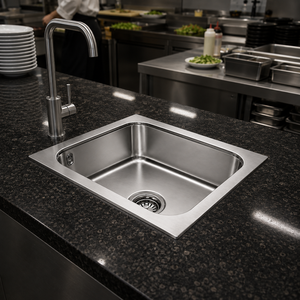 Évier de cuisine carré en acier inoxydable de qualité 304, cuve simple à poser sur le comptoir - Product Image 5