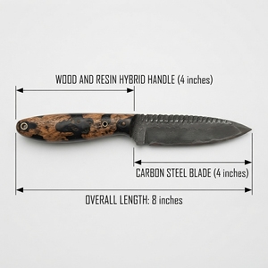 Couteau de chasse, de camping et de bushcraft à lame fixe en acier carbone, fait main sur mesure, avec manche hybride bois-résine, vente en gros OEM - Product Image 2
