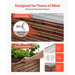 Fioriera Rettangolare in Metallo Zincato 8x4x2 Piedi per Giardino, Kit per Orto Rialzato da Esterno - Product Image 6