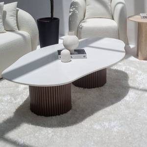 Table basse irrégulière en quartz blanc Vandana Zenova Solace avec options de couleur double base - Product Image 6