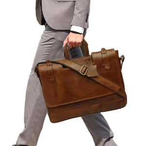 Sac à ordinateur portable élégant en cuir véritable pour hommes et femmes, imperméable, bandoulière, sac à dos professionnel portable, plusieurs compartiments, durable - Product Image 3