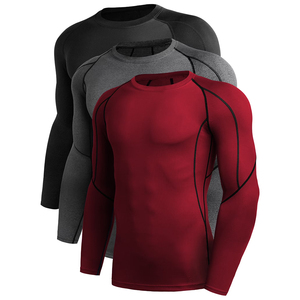 Wholesale Red Long Sleeve Shirt Workout <b>Athletic</b> Gym Lightweight Breathable Running Quick Dry Fit Men's Shirt - Product Image 4