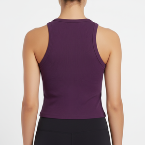 Women Sexy Summer Breathable Ribbed Knitted Solid Regular Tank <b>Top</b> Short Polyester Cotton Spandex Anti Pilling Quick Dry - Product Image 2