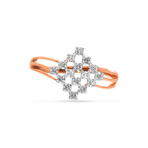 แหวนเพชร Joyful Sparkle ดีไซน์เรขาคณิตสีโรสโกลด์สำหรับผู้หญิง แหวนวงเรียบหรูสไตล์โมเดิร์น - Product Image 4