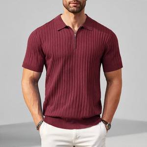 Men's <b>Black</b> Solid Twill Knitted Short Sleeve <b>Button</b> <b>up</b> Collar Casual T-<b>Shirt</b> Breathable Polyester Cotton Summer Wear - Product Image 1