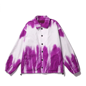 Chemise-veste en coton tie-dye pour homme, coupe décontractée, col rabattu, couleur dégradée, manches longues, vêtement d'extérieur pour le printemps - Product Image 5