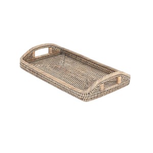 Bandeja Rectangular de Mimbre Natural Tejida a Mano con Asas, Organizador Decorativo para Desayuno y Decoración del Hogar - Product Image 4