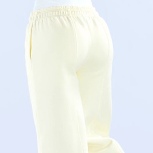 Pantalon de jogging évasé en molleton de coton pour femme avec logo personnalisé, poches, taille élastique et cordon de serrage, longueur intégrale, vente en gros - Product Image 4