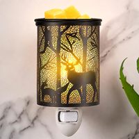 Pemanas Lilin Elektrik Model Rusa Hutan Berbahan Logam Hitam dengan Aroma Harum dan Lampu Malam untuk Dekorasi Rumah