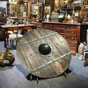 โล่ห์วัฒนธรรมไวกิ้ง CH Love Handmade ขัดเงา ขนาด 24 นิ้ว ทำจากไม้และเหล็กกล้าอ่อน พร้อมสำหรับการต่อสู้ รูปทรงกลม ของขวัญวันฮาโลวีน - Product Image 1