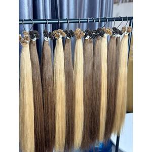 Extensiones de Cabello con Punta Plana, Cabello Humano Liso, Balayage con Reflejos Marrón Oscuro y Rubio, Virgen Vietnamita, Doble Trama - Product Image 4