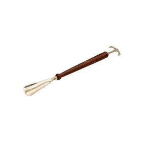 Metal Brass Shoe Horn with Wooden Handle Premium Long Handle Shoe <b>Helper</b> for Easy Wear - Product Image 1