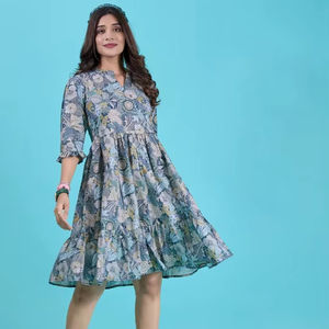 Meilleur Prix Nouvelle Robe Midi Femme Tendance à Manches Courtes, Taille Naturelle, Lavable, Élégante pour Soirée Formelle d'Été - Product Image 1