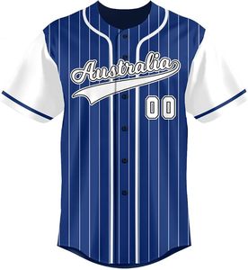 Maillot de baseball personnalisé à rayures fines pour équipe nationale, avec nom et numéro personnalisés, pour hommes et femmes - Product Image 1