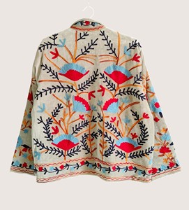 เสื้อคลุมลำลองผ้าฝ้ายปักลายซูซานีสไตล์โบฮีเมียนรักษ์โลกสำหรับผู้หญิงไซส์ใหญ่ ลายดอกไม้ เปิดด้านหน้า แขนยาว คอทรงโอ เหมาะสำหรับฤดูหนาว - Product Image 2
