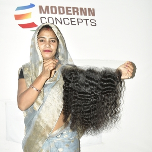 Cheveux humains indiens Remy vierges de qualité supérieure - Cuticules alignées, lisses, blonds, double trame, fixation par clips/tissage/fusion - Product Image 6
