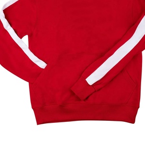 Sweat-shirt à col rond pour femmes Sorority, couleur crème, avec rayures rouges et noires, manches longues, en coton tricoté, haut décontracté avec poches - Product Image 3