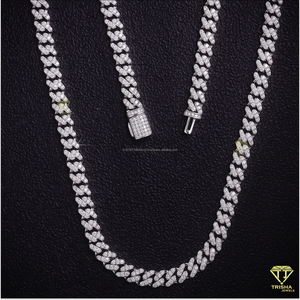 Bijoux fins en argent sterling 925 avec diamant Moissanite, collier chaîne cubaine en argent, rangée unique de pierres, 16-24 pouces, style Hip Hop - Product Image 4