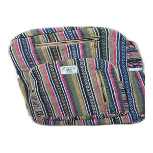 Customized High Quality Polyester Handloom Fabric Reusable Multifunctional Geometric Pattern Arcuate Shoulder Strap Backpack - Product Image 2