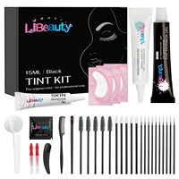 Kit de teinture pour cils et sourcils Libeauty, noir, professionnel, pour usage en salon ou à domicile, kit de teinture pour sourcils à marque privée avec outils