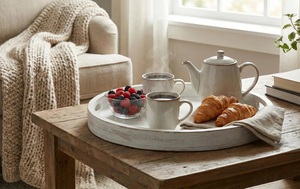 Handmade Commercial Grade Eco-Friendly Multifunctional Wood <b>Serving</b> <b>Tray</b> Farmhouse Style Rustic Polished Platter Catering - Product Image 5