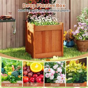 Jardinière surélevée 2-en-1 en bois massif 16"x16"x48" avec treillis, imperméable, huile de teck pour pots et jardinières - Product Image 6