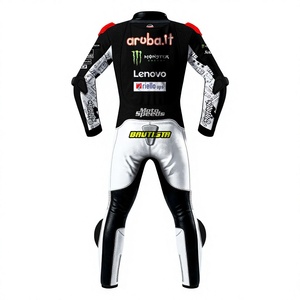 ชุดแข่งรถมอเตอร์ไซค์หนังวัว/หนังจิงโจ้สีดำขาว Alvaro Bautista WSBK 1 ชิ้น สำหรับขี่/แข่ง/กระโดดข้ามสิ่งกีดขวาง ได้รับมาตรฐาน CE - Product Image 2