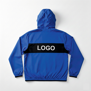 Veste coupe-vent personnalisée brodée, légère et respirante en nylon, à capuche, anorak avec panneau contrastant sur la poitrine, pour le streetwear et les activités de plein air - Product Image 2