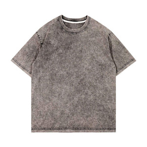 เสื้อยืดโอเวอร์ไซส์ผู้ชาย ระบายอากาศ แห้งเร็ว ล้างสีแบบแอซิดวอช สำหรับใส่ลำลองกลางแจ้ง ผ้าฝ้าย 100% ปรับแต่งได้ - Product Image 1