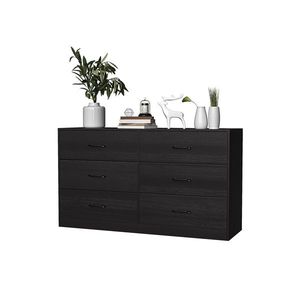 Organizzatore per Armadio a Doppia Fila con 3 Ripiani e 6 Cassetti in Truciolato Nero e Rivestimento in Tessuto Non Tessuto, 134x40x67cm, con Rivestimento Triamcinol - Product Image 5