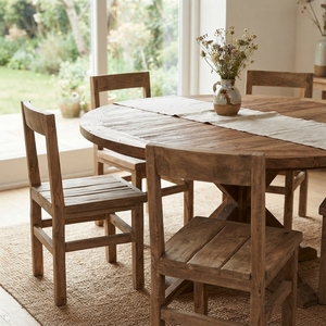 Silla de Comedor de Madera Maciza, Moderna y Rústica, con Respaldo, Silla de Cocina de Madera, Asiento Estilo Teca Natural, Muebles para Comedor - Product Image 4