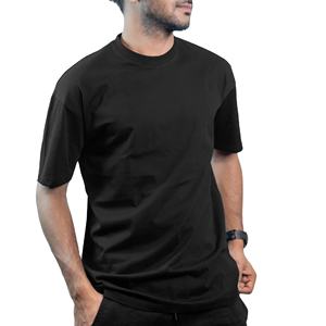 เสื้อยืดผู้ชายทรงปกติสีดำ เสื้อยืดลำลองคอกลมแขนสั้นผ้าฝ้ายออกแบบเองได้ ขายส่งเสื้อยืด - Product Image 3