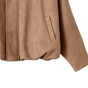 Women's Wool Polyester Blouson <b>Jacket</b> Turn-down Collar Full <b>Sleeve</b> Solid Color Autumn <b>Short</b> Length Pullover Style - Product Image 5