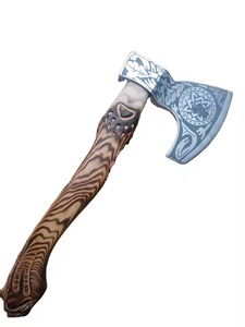Hacha Vikinga Decorativa con Cabeza Barbuda, Hoja de Acero con Alto Contenido de Carbono (4 3/4 Pulgadas), Mango de Madera Tallado y Grabado en Plata para Exteriores - Product Image 6
