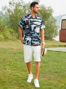 เสื้อเชิ้ตผู้ชายแขนสั้นลายทรอปิคอลสำหรับอากาศร้อน สวมใส่สบายๆ ไปเที่ยวชายหาด ติดกระดุม สีสันสดใส เหมาะสำหรับฤดูร้อน - Product Image 6