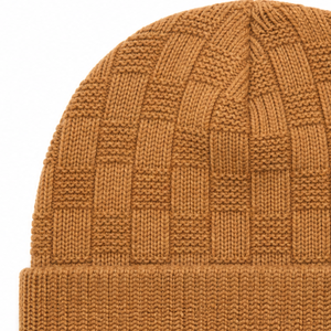 Gorro de punto texturizado para hombre, color marrón, cálido para el invierno, al por mayor - Product Image 3